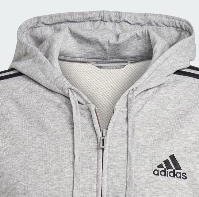 Áo Hoodie Khóa Kéo 3 Sọc Vải Thun Da Cá Essentials